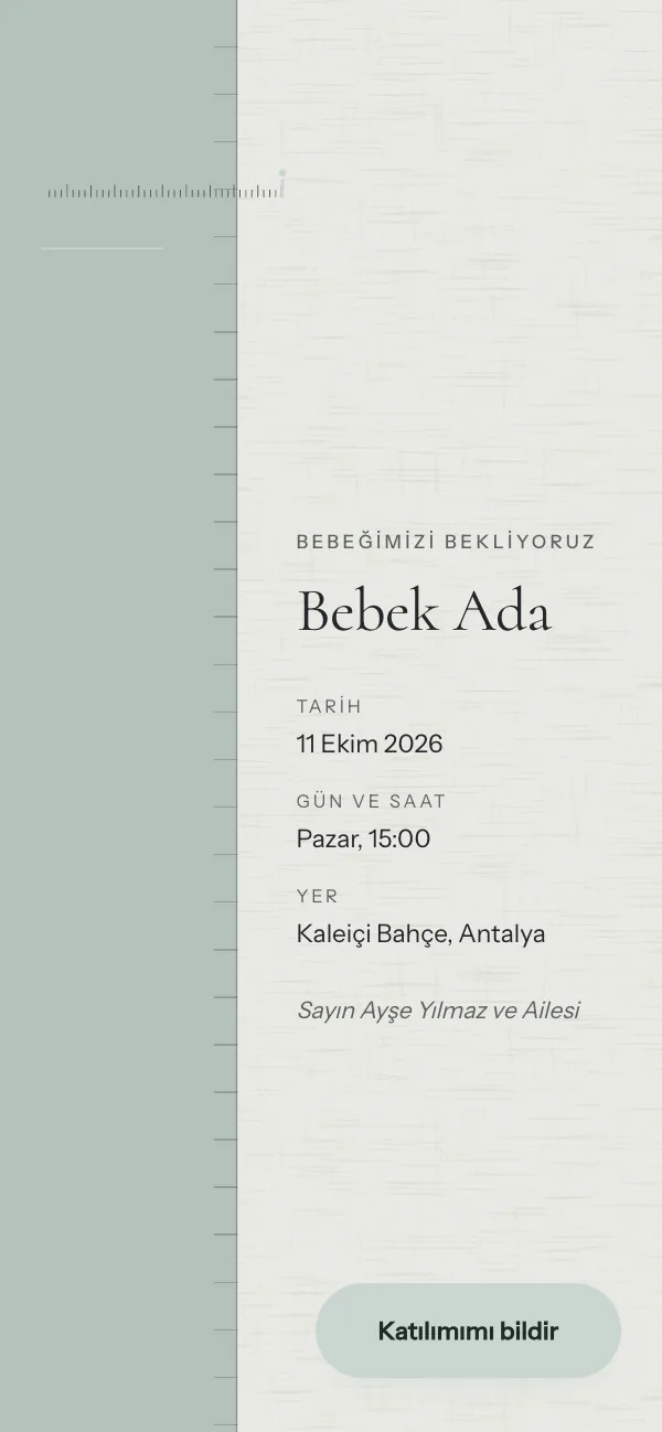 Dijital cinsiyet partisi davetiyesi kapağı: Aydınger Bekleyiş tasarımı telefon ekranında