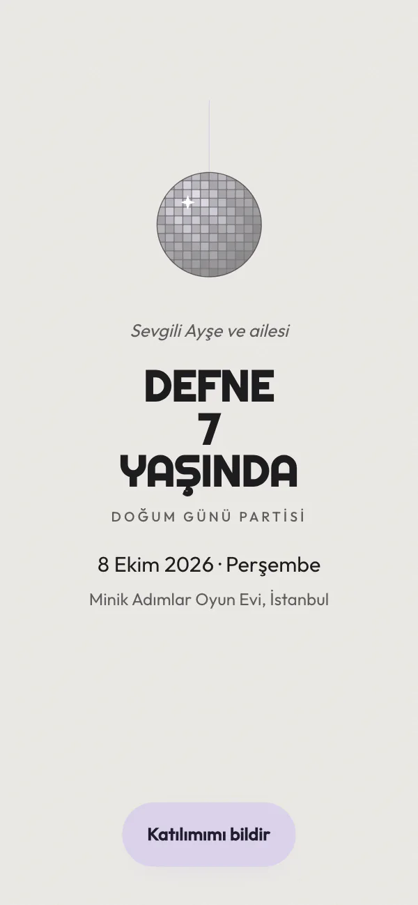 Dijital doğum günü davetiyesi kapağı: Gümüş Disko tasarımı telefon ekranında