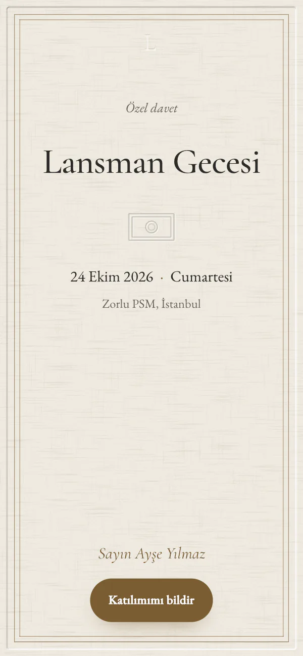 Dijital fuar davetiyesi kapağı: Pamuk Baskı tasarımı telefon ekranında