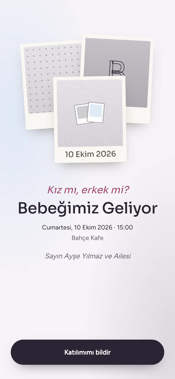 Dijital cinsiyet partisi davetiyesi kapağı: Pembe Mavi tasarımı telefon ekranında