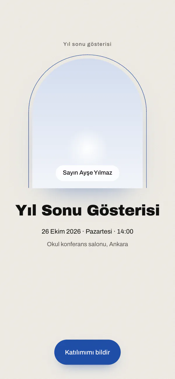 Dijital mezuniyet davetiyesi kapağı: Sergi Afişi tasarımı telefon ekranında