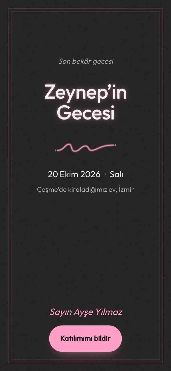 Dijital doğum günü davetiyesi kapağı: Tek Neon tasarımı telefon ekranında